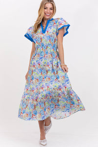 Shine Your Way Blue Floral Midi Dress