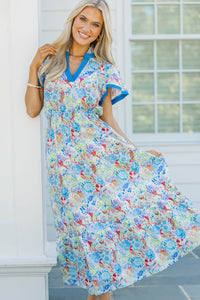 Shine Your Way Blue Floral Midi Dress