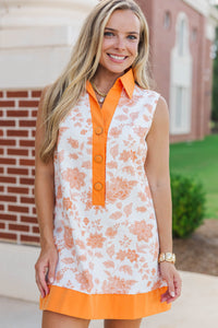 Sunny Courtyard Orange Floral Dress