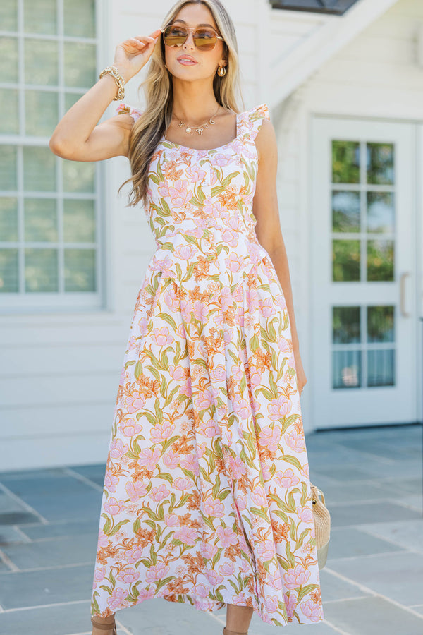 Just My Pick White Floral Midi