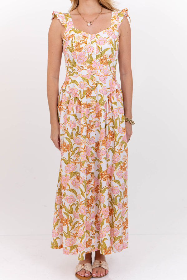 Just My Pick White Floral Midi
