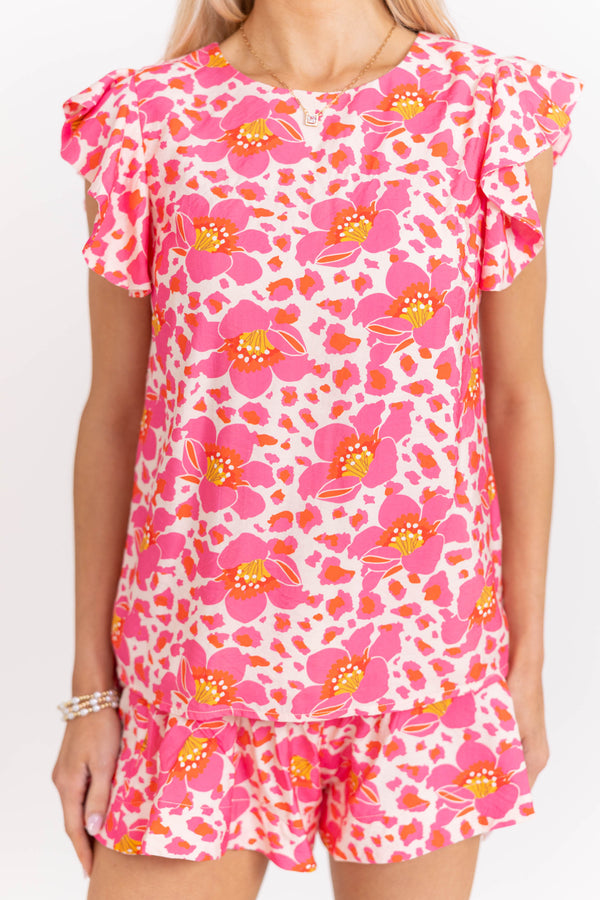 Made It Mine Pink Floral Blouse