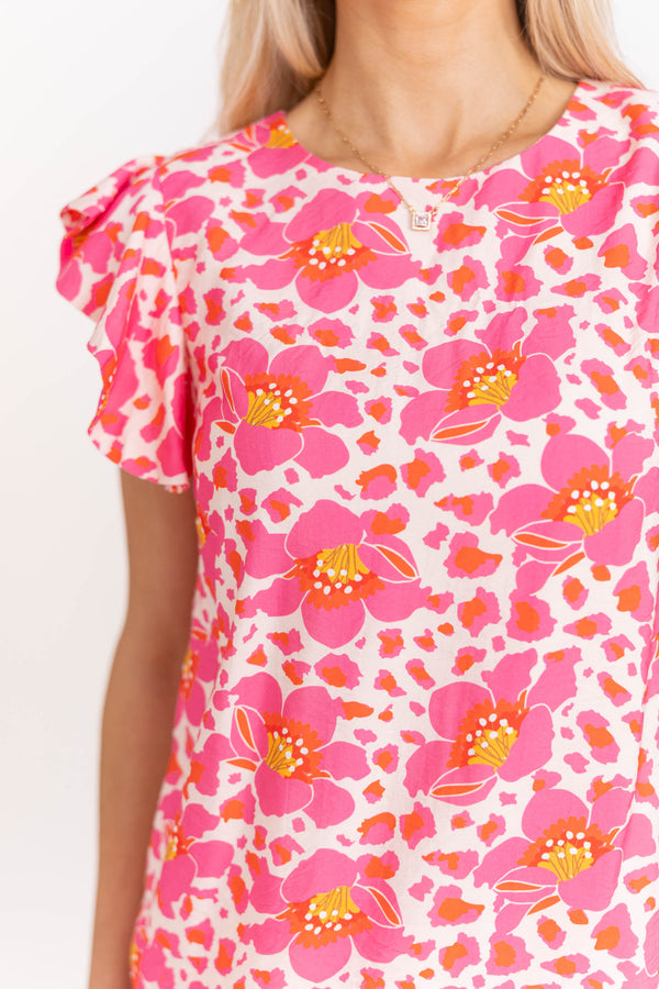 Made It Mine Pink Floral Blouse