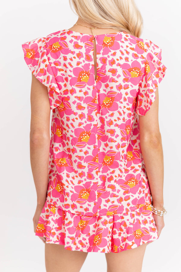 Made It Mine Pink Floral Blouse