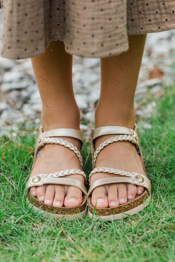 Girls: City Sweetheart Gold Sandals