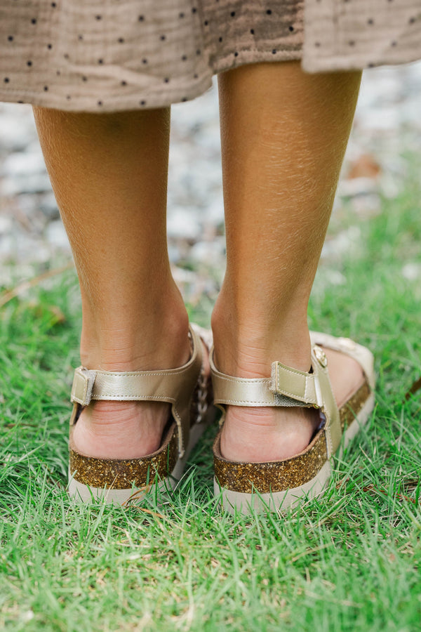 Girls: City Sweetheart Gold Sandals