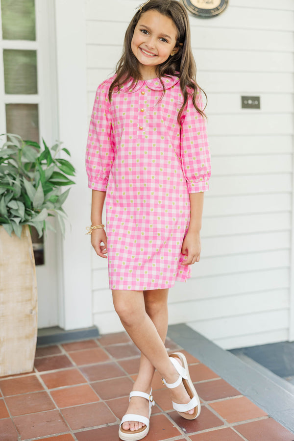 Girls: The Lydia Pink Gingham Dress