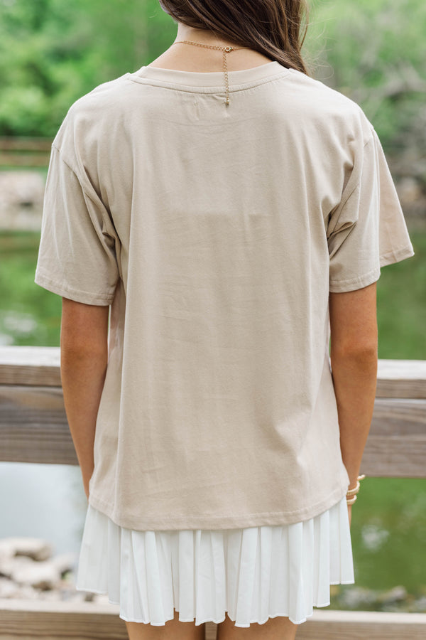 Girls: Campfire Social Club Taupe Graphic Tee
