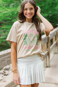 Girls: Campfire Social Club Taupe Graphic Tee
