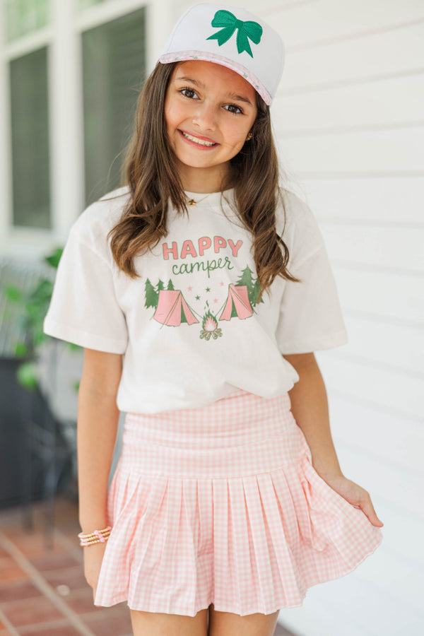 Girls: Happy Camper White Graphic Tee