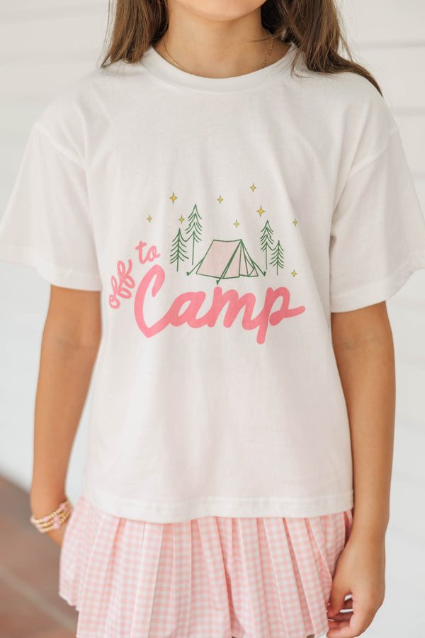 Girls: Off To Camp White Graphic Tee