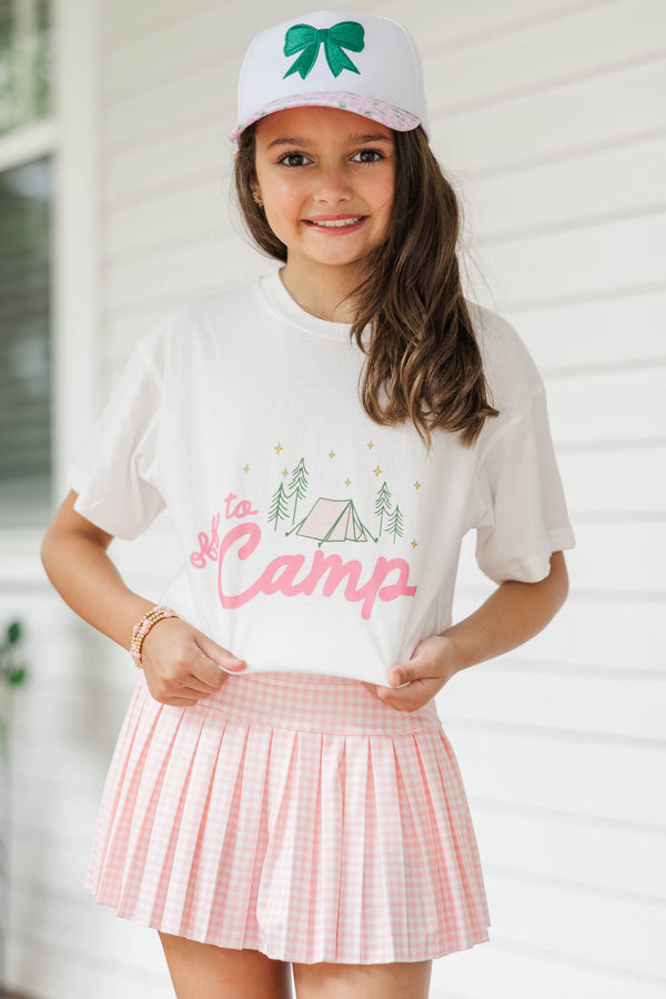 Girls: Off To Camp White Graphic Tee