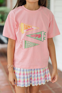 Girls: Camp Flags Blush Graphic Tee
