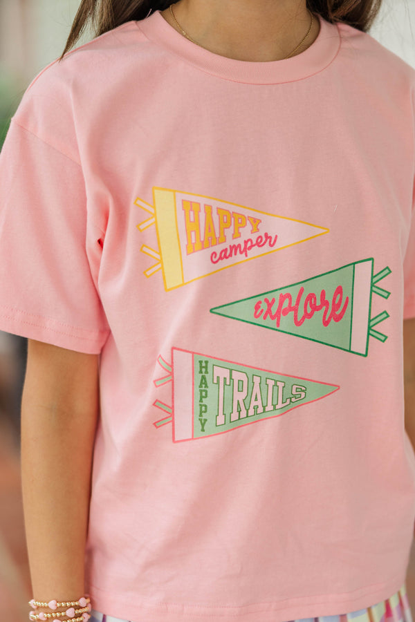 Girls: Camp Flags Blush Graphic Tee