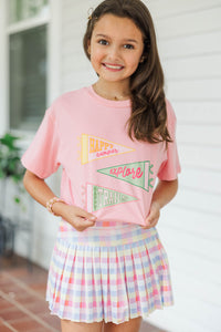 Girls: Camp Flags Blush Graphic Tee