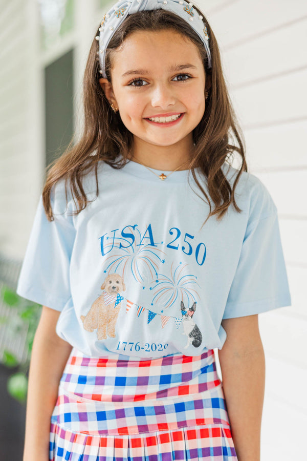 Girls: USA 250th Light Blue Graphic Tee