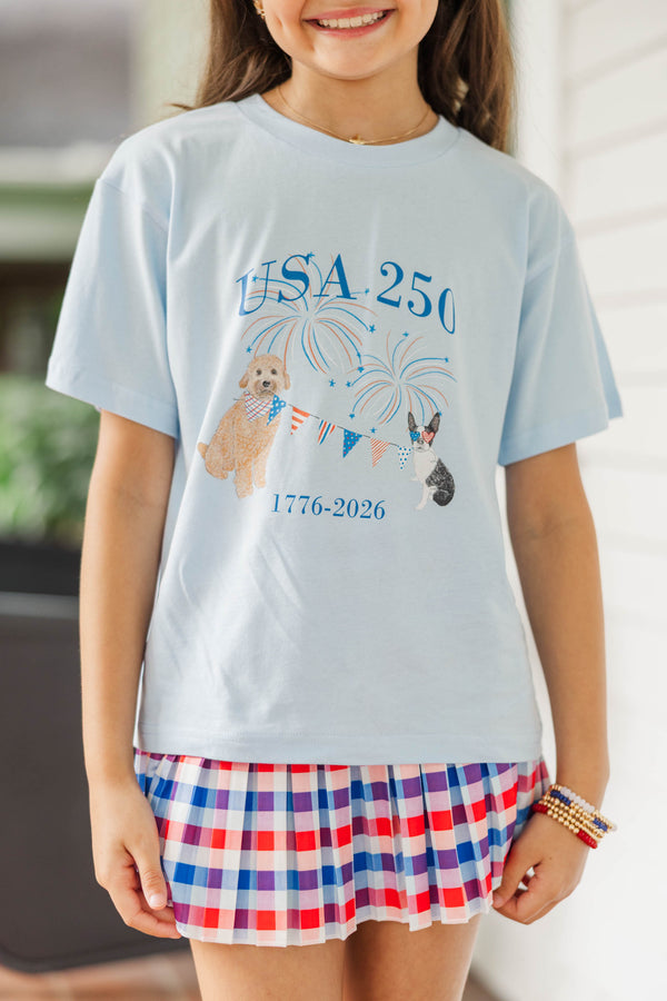 Girls: USA 250th Light Blue Graphic Tee