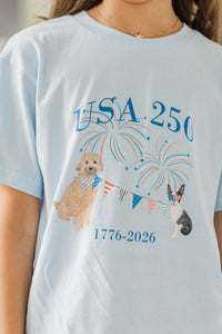 Girls: USA 250th Light Blue Graphic Tee