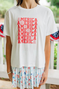 Girls: American Dream White Graphic Tee