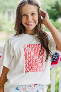 Girls: American Dream White Graphic Tee