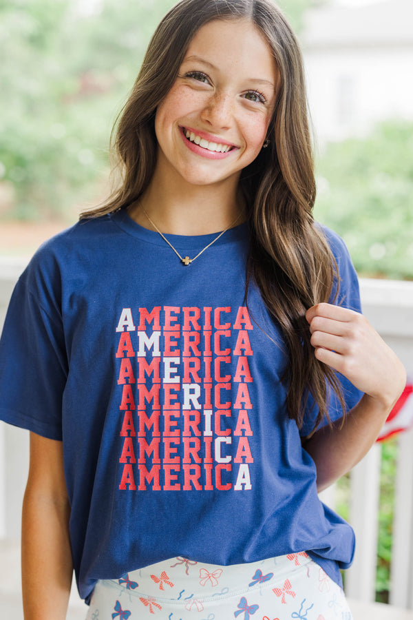Girls: American Dream Navy Graphic Tee – Shop the Mint