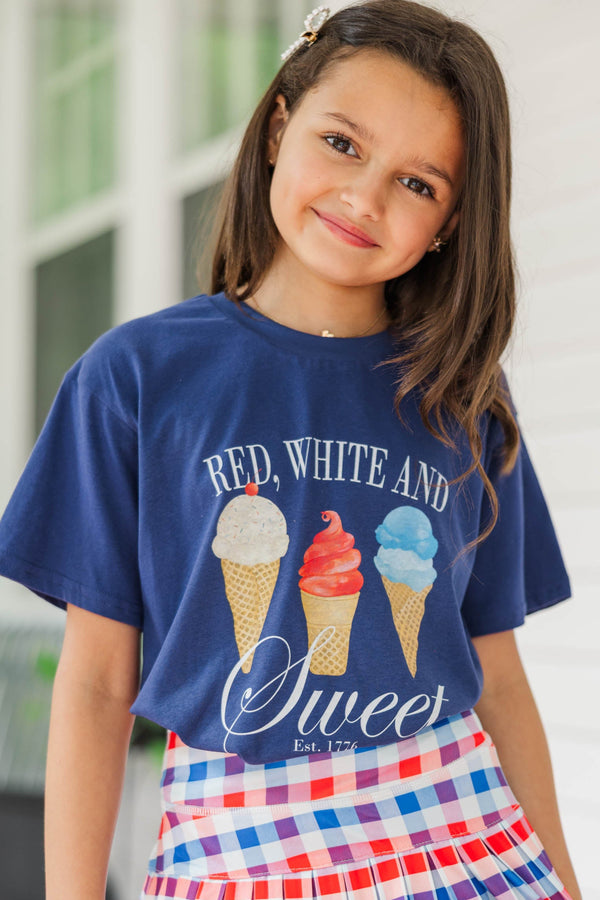 Girls: Red, White And Sweet Navy Graphic Tee