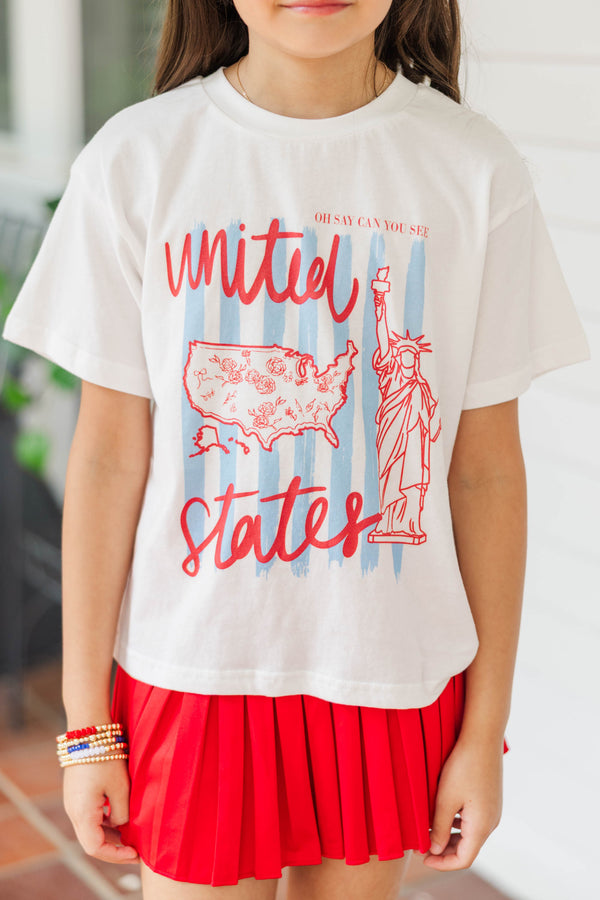 Girls: United States White Graphic Tee