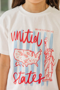 Girls: United States White Graphic Tee