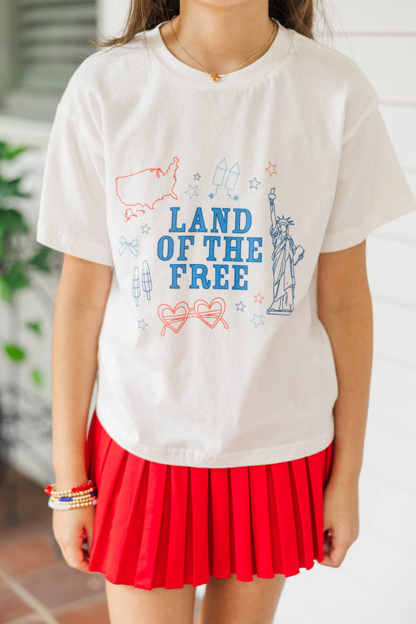 Girls: Land Of The Free White Graphic Tee