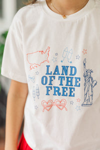 Girls: Land Of The Free White Graphic Tee