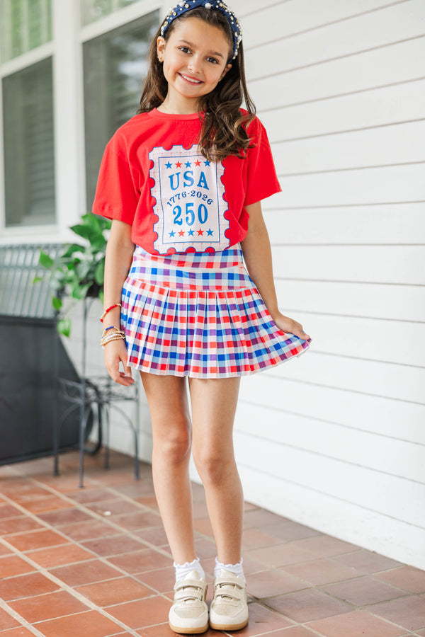 Girls: 250th Anniversary Stamp Red Graphic Tee