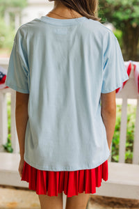 Girls: Stamps From The USA Light Blue Graphic Tee