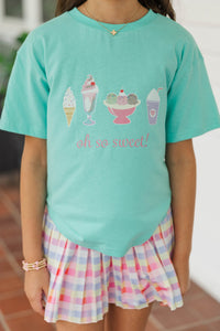 Girls: Oh So Sweet Teal Graphic Tee
