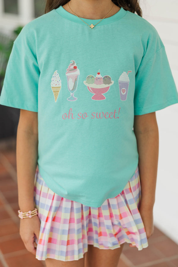 Girls: Oh So Sweet Teal Graphic Tee