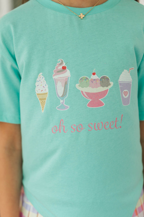 Girls: Oh So Sweet Teal Graphic Tee