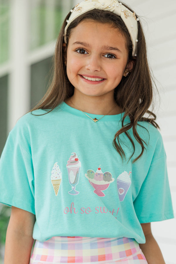Girls: Oh So Sweet Teal Graphic Tee