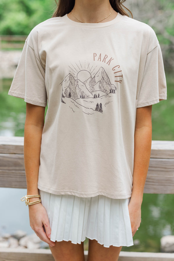 Girls: Park City Taupe Graphic Tee