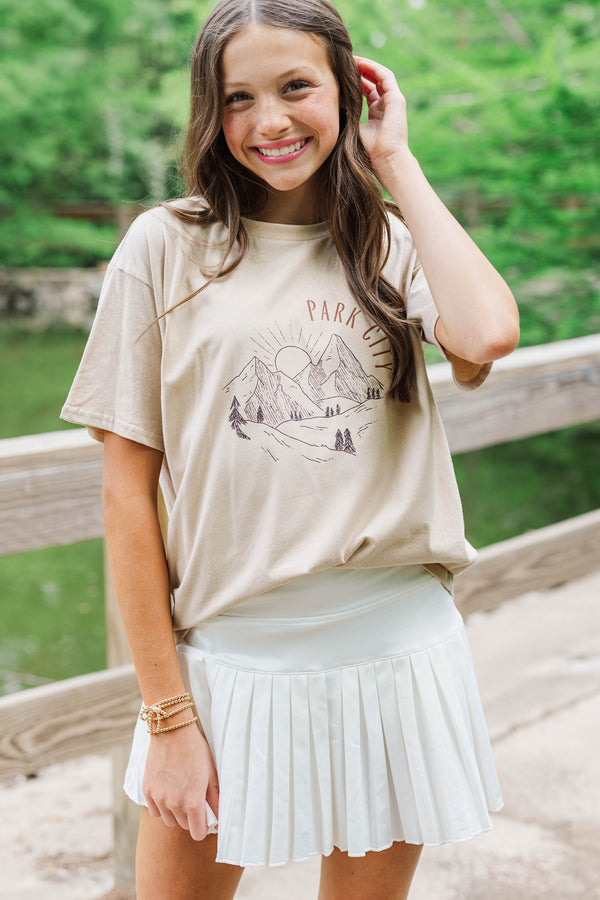 Girls: Park City Taupe Graphic Tee