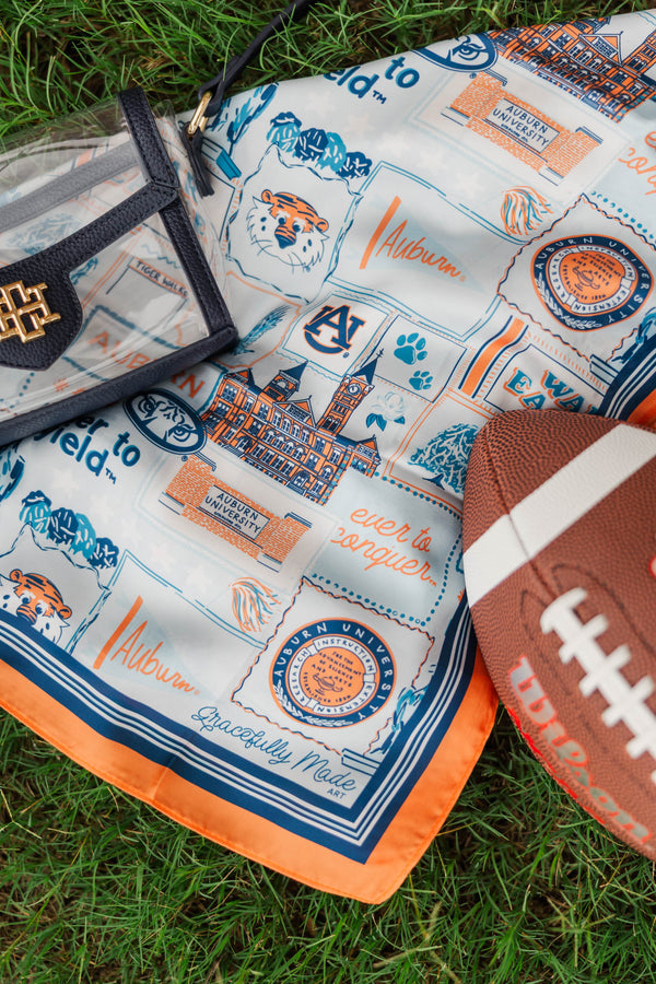 Auburn University Navy Campus Toile Silk Scarf