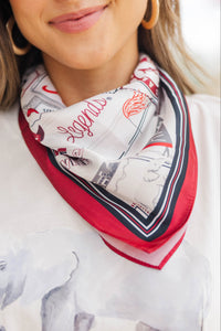University of Alabama Red Toile Silk Scarf