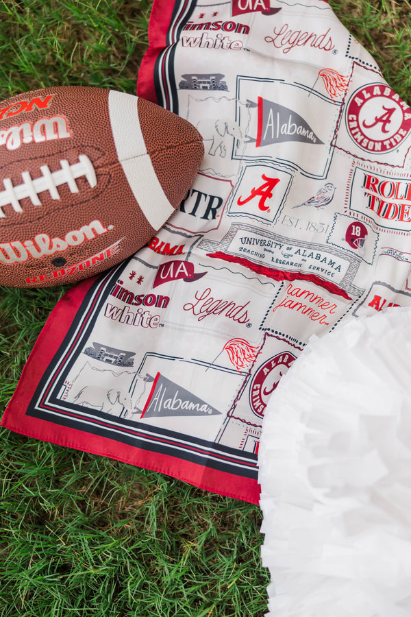 University of Alabama Red Toile Silk Scarf