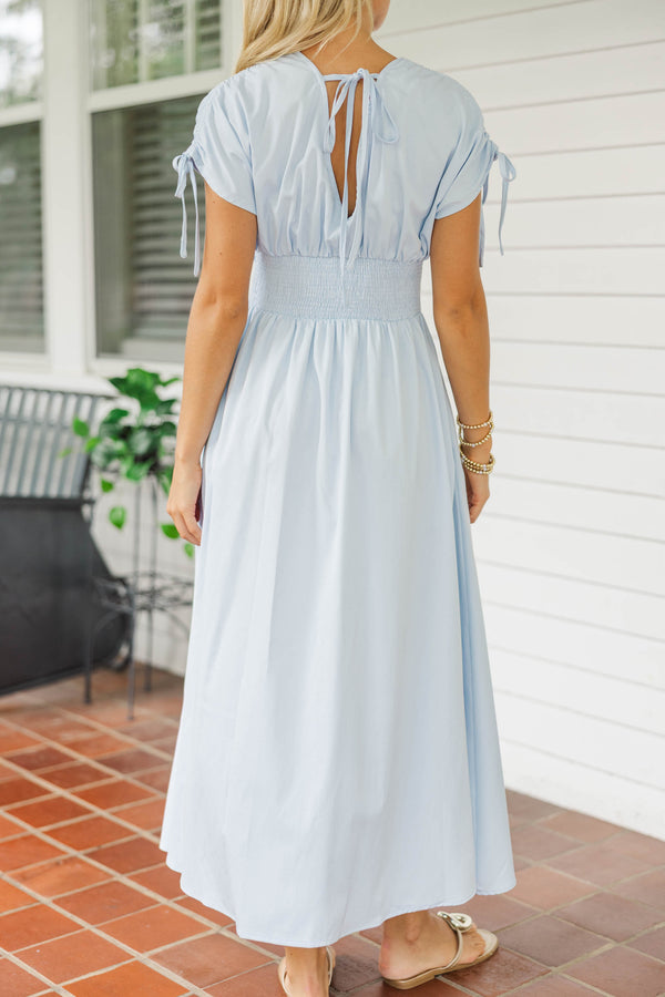 Right From the Start Light Blue Floral Midi Dress