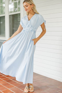 Right From the Start Light Blue Floral Midi Dress