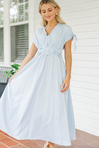 Right From the Start Light Blue Floral Midi Dress