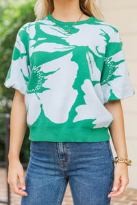 That’s My Pick Green Floral Sweater