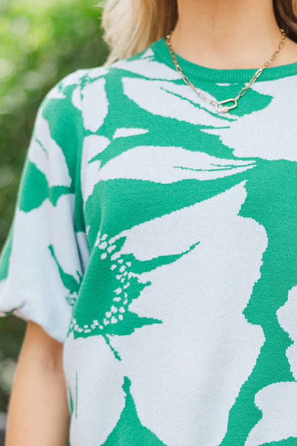 That’s My Pick Green Floral Sweater