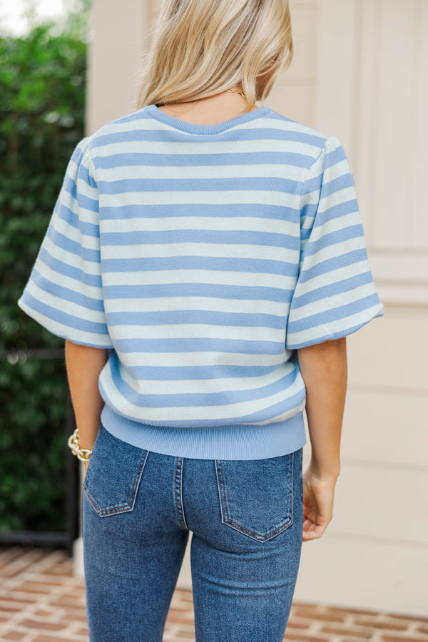 This One First Blue Striped Sweater