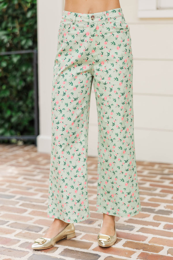 Don’t Think Twice Sage Wide Leg Jeans