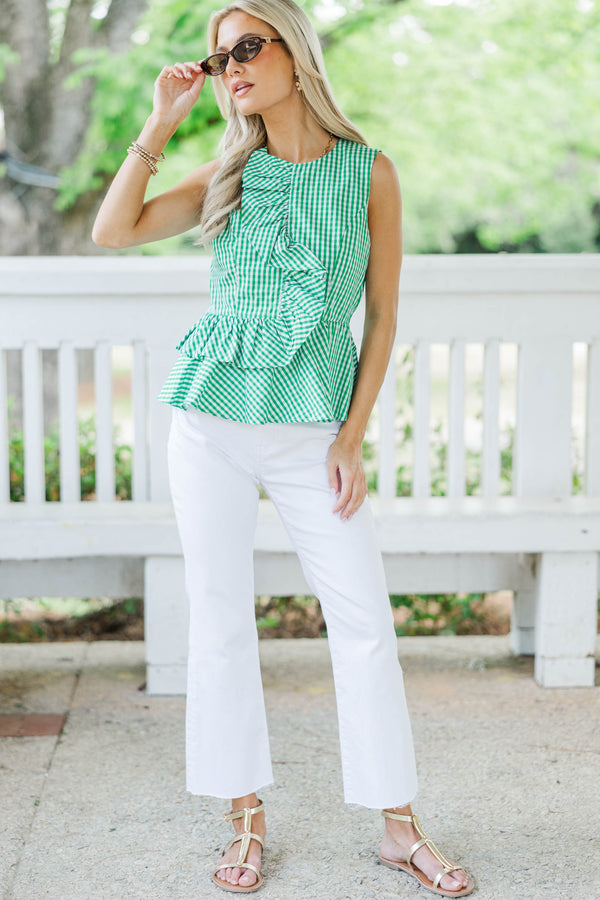 Picked For You Green Gingham Tank