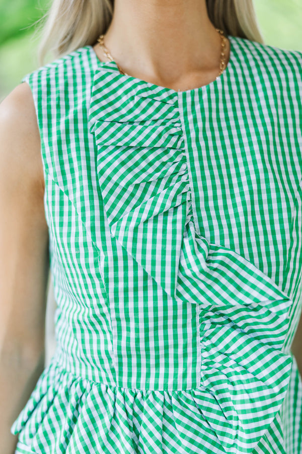 Picked For You Green Gingham Tank